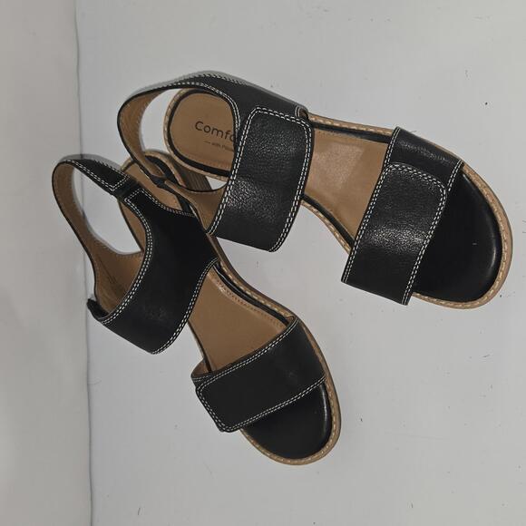 0282 Comfortiva Leather Pillowtop Womens Sandals Open Toe Size 7.5M - Picture 1 of 9